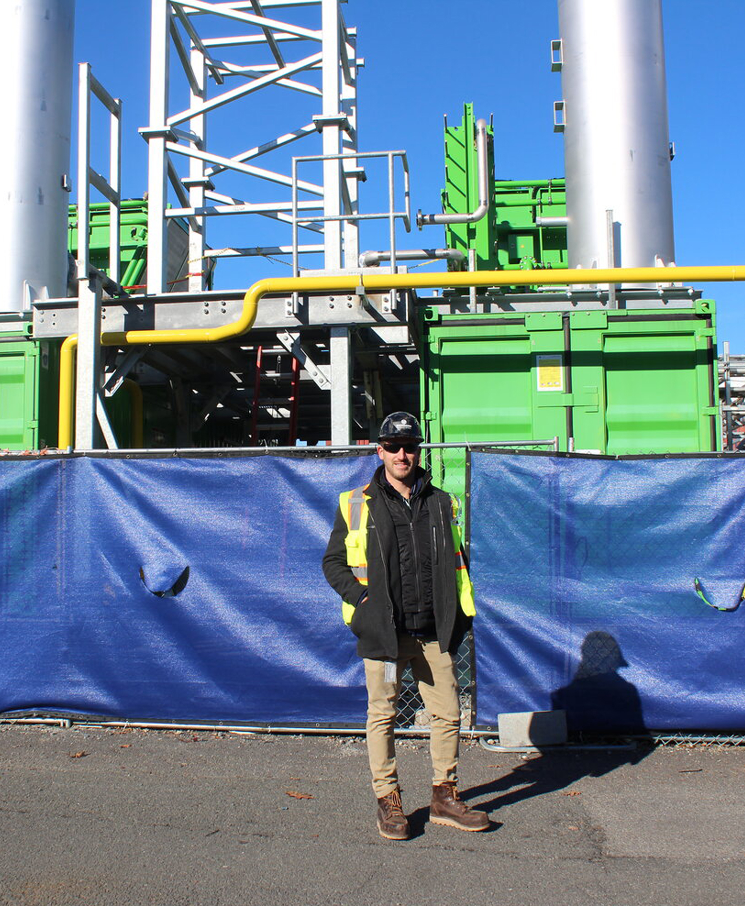 Giordano Industrial vice president of operations Joe Cascio stands before the high-efficiency quad-generation plant in Elmsford.